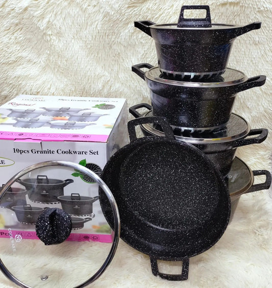 10pc Bosch Heavy Granite Non Stick Sufuria Set – Durable Multi - Purpose Cooking Pots - enkajihomestore