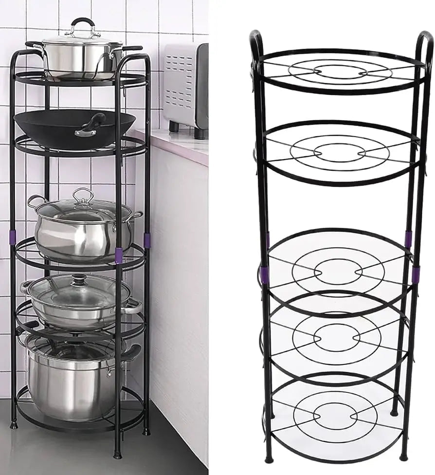 5 - Tier Pot and Pan Organizer Rack – 103cm Standing Kitchen Storage Rack for Cookware - enkajihomestore
