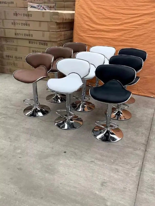 Adjustable Bar Stool with Backrest – Height - Adjustable Swivel Chair with Chrome Base - enkajihomestore
