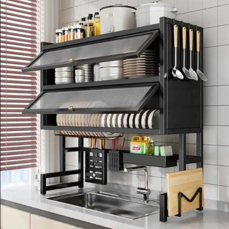 Compact Dish Drying Rack with Drain Tray – Space - Saving Kitchen Organizer - enkajihomestore