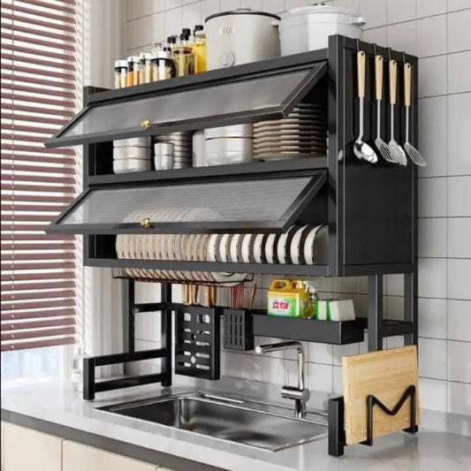 Compact Dish Drying Rack with Drain Tray – Space - Saving Kitchen Organizer - enkajihomestore