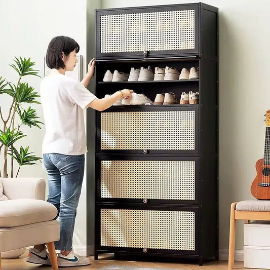 Entryway Storage Cabinet with Shoe Organizer and Multi - Layer Shelves - enkajihomestore