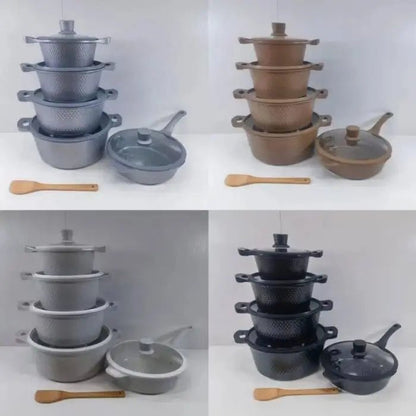 11 Piece Non Stick Cookware Set with Silicone Lids – Multi - Purpose Kitchen Cooking Pots - enkajihomestore