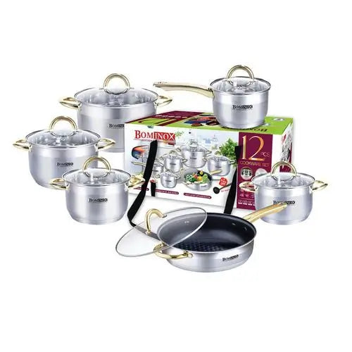 12 Piece Induction Enabled Cookware Set – Dishwasher Safe Cooking Pots