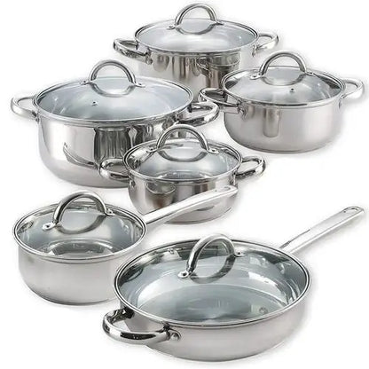 12 Piece Induction Enabled Cookware Set – Dishwasher Safe Cooking Pots