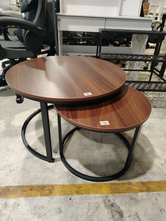 2 - Piece Round Nesting Coffee Table Set – Walnut MDF Tops - enkajihomestore