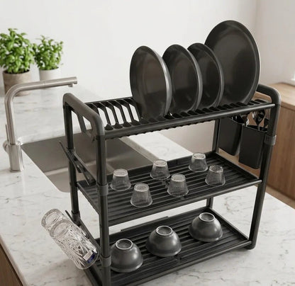 3 Tier Kitchen Dish Rack – Large Capacity Countertop Dish Drainer - enkajihomestore