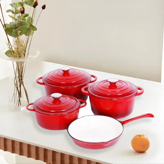 Enameled Cast Iron Cookware Set – Heavy Duty Cooking Pots & Pans