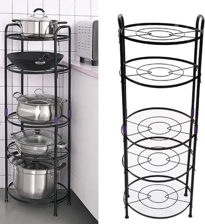 5 - Tier Pot and Pan Organizer Rack – 103cm Standing Kitchen Storage Rack for Cookware - enkajihomestore