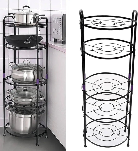 5 - Tier Pot and Pan Organizer Rack – 103cm Standing Kitchen Storage Rack for Cookware - enkajihomestore
