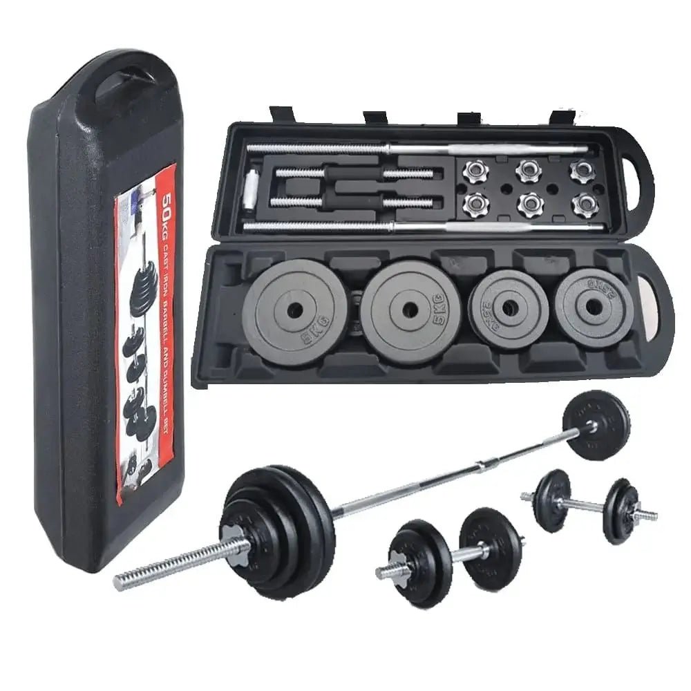 50kg Barbell and Dumbbell Set – Complete Home Weight Training Kit - enkajihomestore