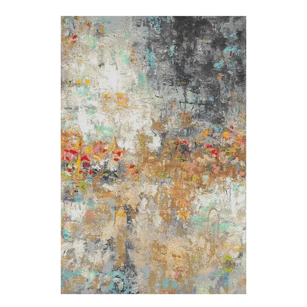 Abstract Expressionist Area Rug 200×290cm – Large Multicolour Painterly Floor Rug for Living Room - enkajihomestore