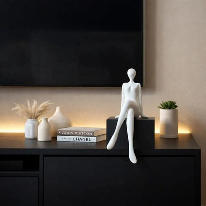 Abstract Sitting Figure Sculpture – Modern Resin Human Form Figurine for Home Décor - enkajihomestore