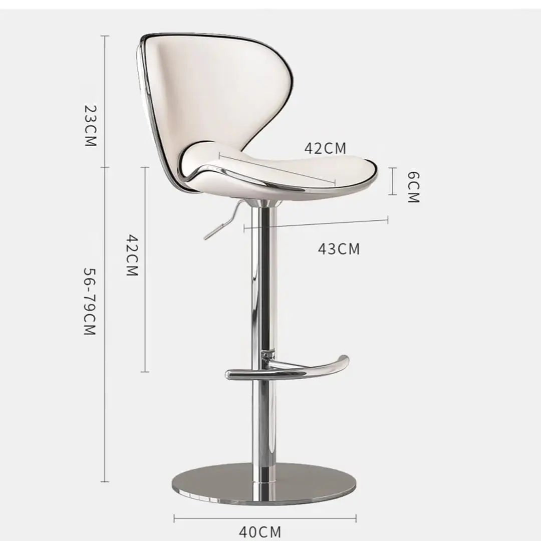 Adjustable Bar Stool with Backrest – Height - Adjustable Swivel Chair with Chrome Base - enkajihomestore