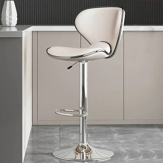 Adjustable Bar Stool with Backrest – Height - Adjustable Swivel Chair with Chrome Base - enkajihomestore