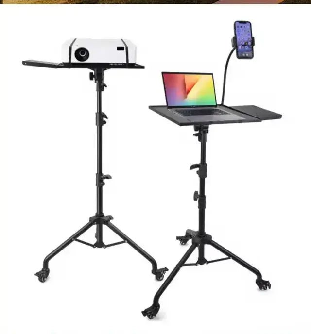 Adjustable Tripod Projector and Laptop Stand with Wheels – Height Adjustable Floor Stand with Gooseneck Phone Holder - enkajihomestore