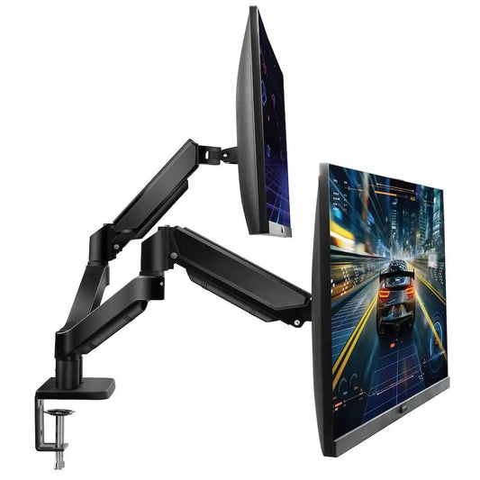 Dual Gas Spring Monitor Arm Desk Mount – Full Motion Two - Screen Arm - enkajihomestore