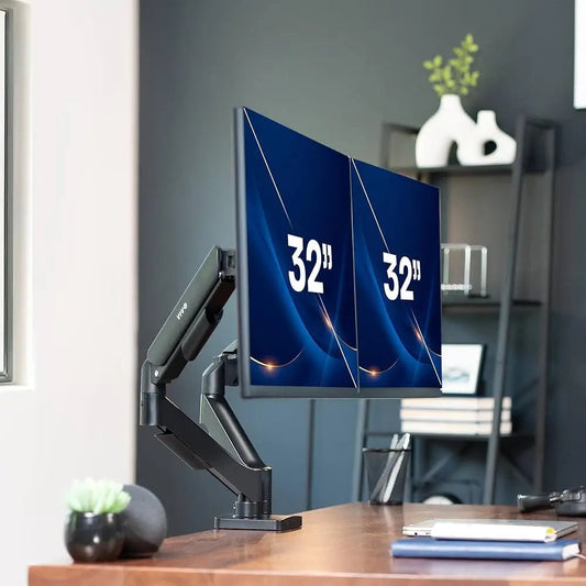 Dual Gas Spring Monitor Arm Desk Mount – Full Motion Two - Screen Arm - enkajihomestore