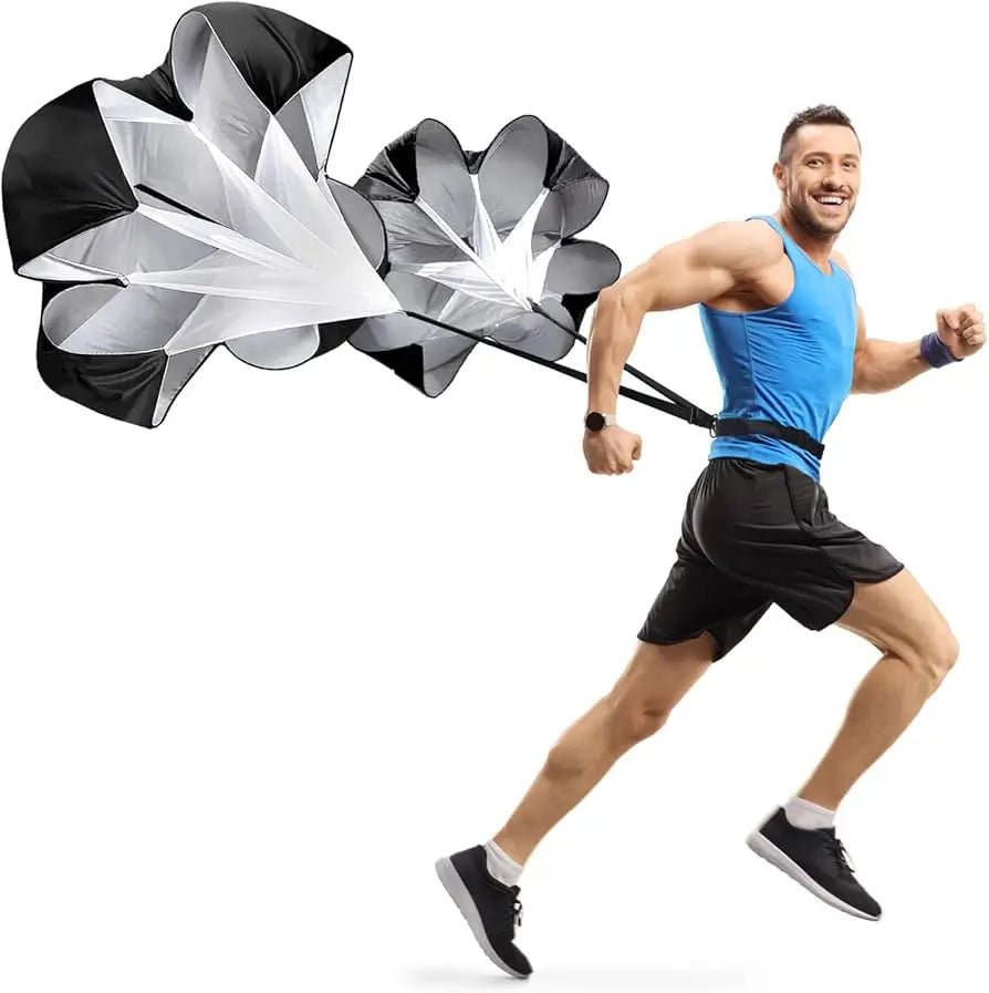 Dual Speed Resistance Running Parachute – Heavy - Duty Sprint Training Chute with Shoulder Harness for Maximum Drag - enkajihomestore