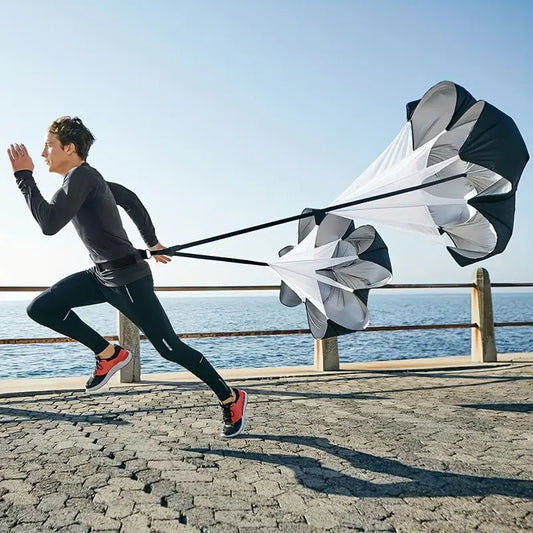 Dual Speed Resistance Running Parachute – Heavy - Duty Sprint Training Chute with Shoulder Harness for Maximum Drag - enkajihomestore