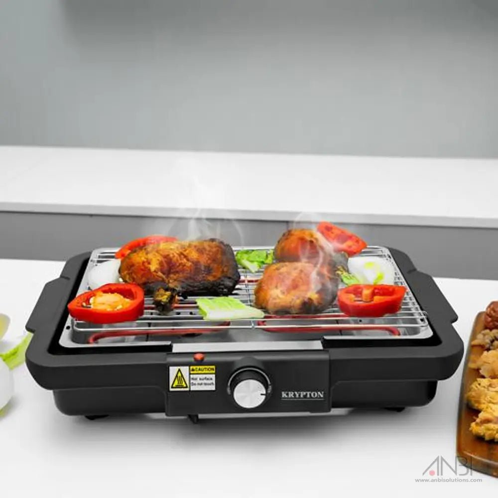 Electric BBQ Grill – Tabletop Indoor Outdoor Barbecue Grill with Stainless Steel Rack and Adjustable Temperature Control - enkajihomestore