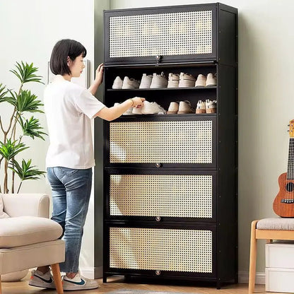 Entryway Storage Cabinet with Shoe Organizer and Multi - Layer Shelves - enkajihomestore
