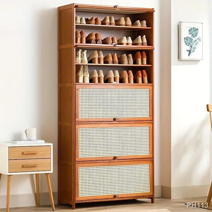 Entryway Storage Cabinet with Shoe Organizer and Multi - Layer Shelves - enkajihomestore