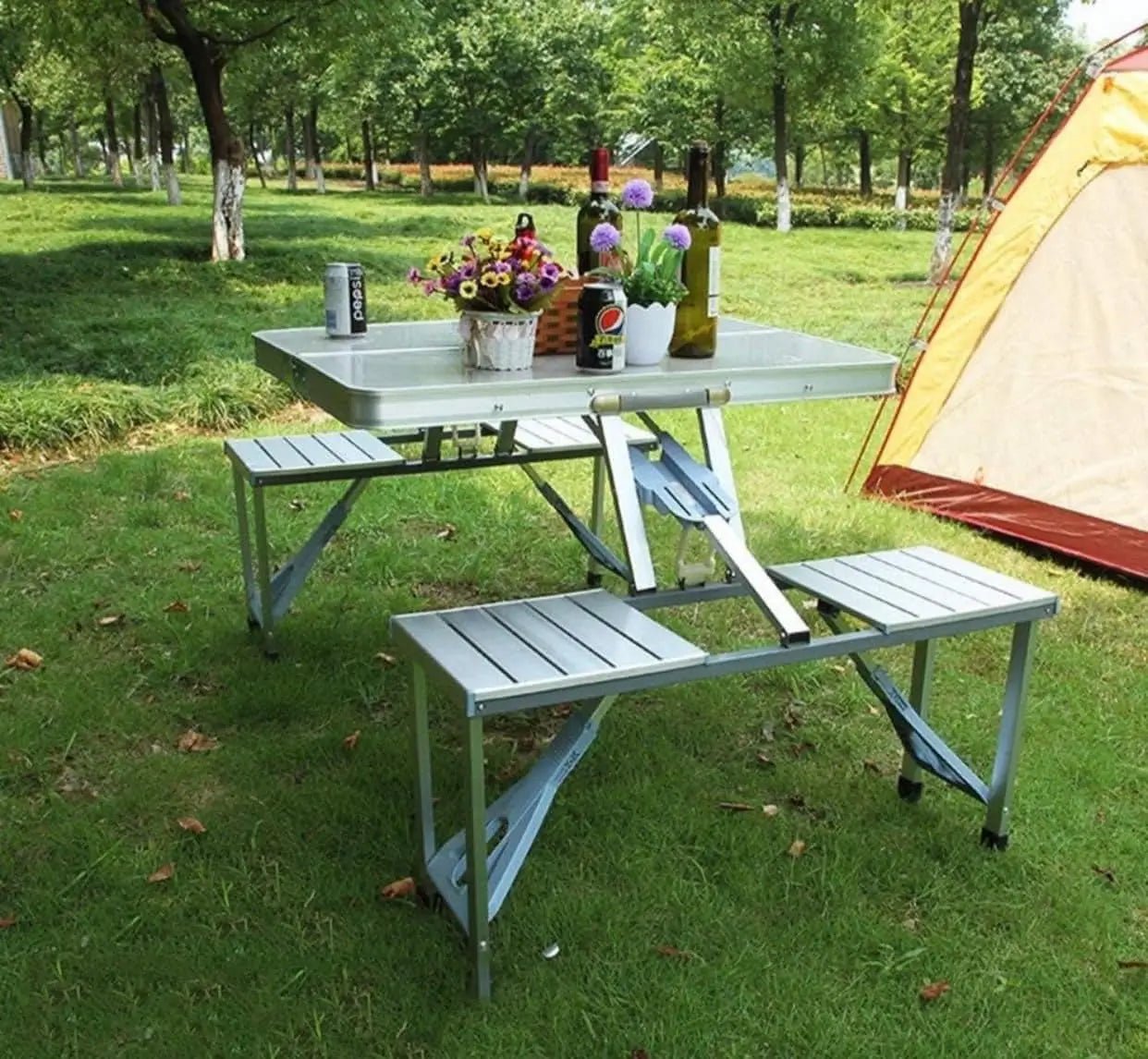 Foldable Picnic Table and Chair Set – Portable Outdoor Camping Table - enkajihomestore