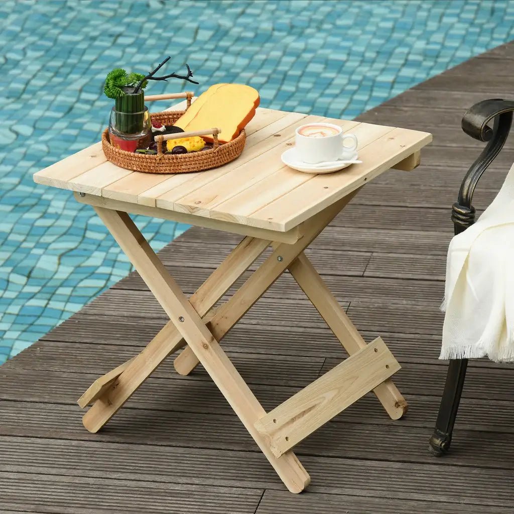 Foldable Wooden Side Table – Portable Space - Saving Utility Table - enkajihomestore