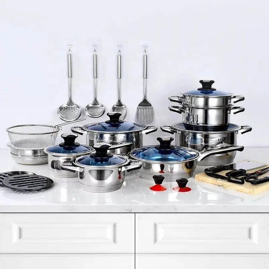 30 Piece Stainless Steel Non Stick Cookware Set – Complete Kitchen Cooking Collection