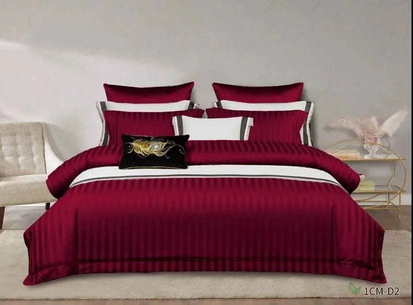 Hotel Satin Stripe Duvet Cover Set - enkajihomestore
