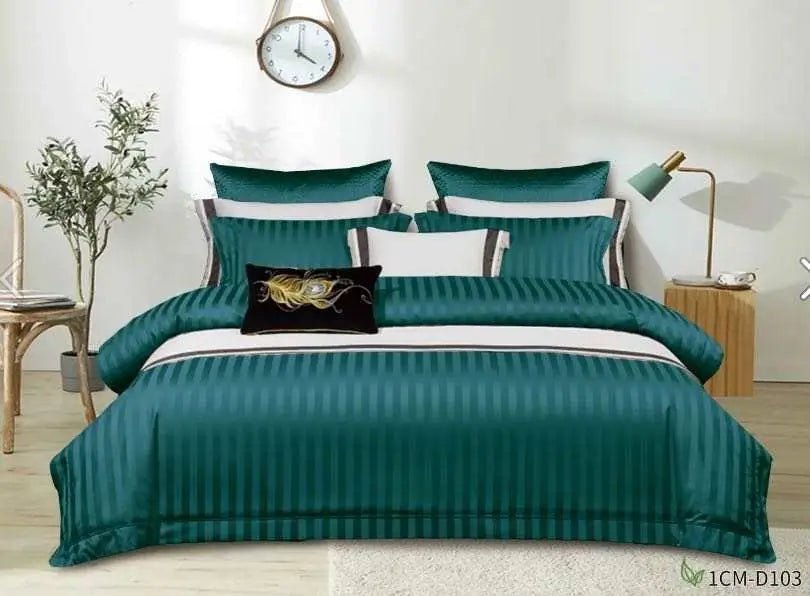 Hotel Satin Stripe Duvet Cover Set - enkajihomestore