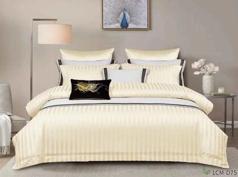 Hotel Satin Stripe Duvet Cover Set - enkajihomestore