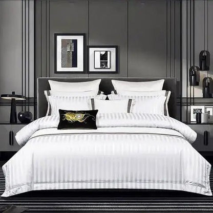 Hotel Satin Stripe Duvet Cover Set - enkajihomestore