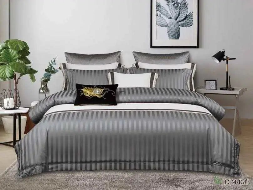 Hotel Satin Stripe Duvet Cover Set - enkajihomestore