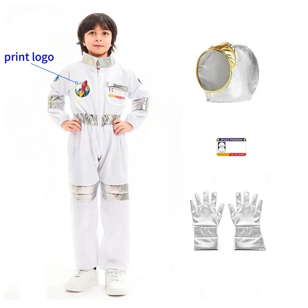 Kids Astronaut Costume Set – 4 - Piece Space Suit with Helmet, Gloves and ID Card for Boys and Girls - enkajihomestore