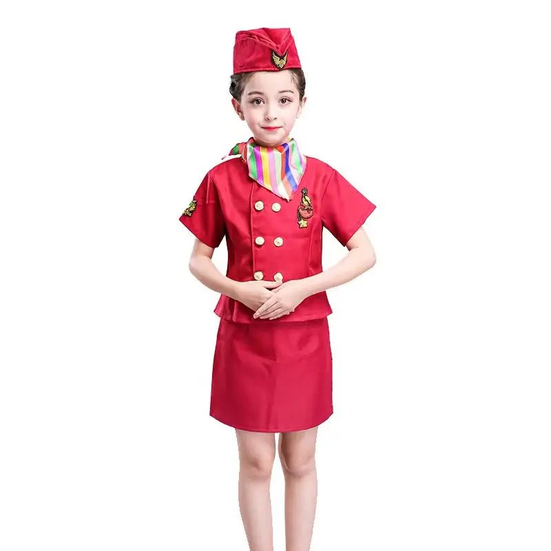 Kids Cabin Crew and Pilot Costume Set – Children's Air Hostess and Captain Dress - Up Uniform - enkajihomestore