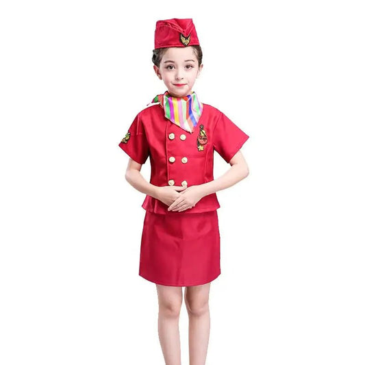 Kids Cabin Crew and Pilot Costume Set – Children's Air Hostess and Captain Dress - Up Uniform - enkajihomestore