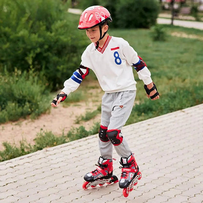 Kids Inline Roller Skates Set – Adjustable Skates with Helmet, Knee Pads and Wrist Guards - enkajihomestore