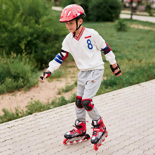 Kids Inline Roller Skates Set – Adjustable Skates with Helmet, Knee Pads and Wrist Guards - enkajihomestore
