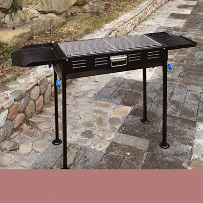 Large Foldable Charcoal BBQ Grill – Portable Standing Barbecue with Side Shelves and Air Vents - enkajihomestore