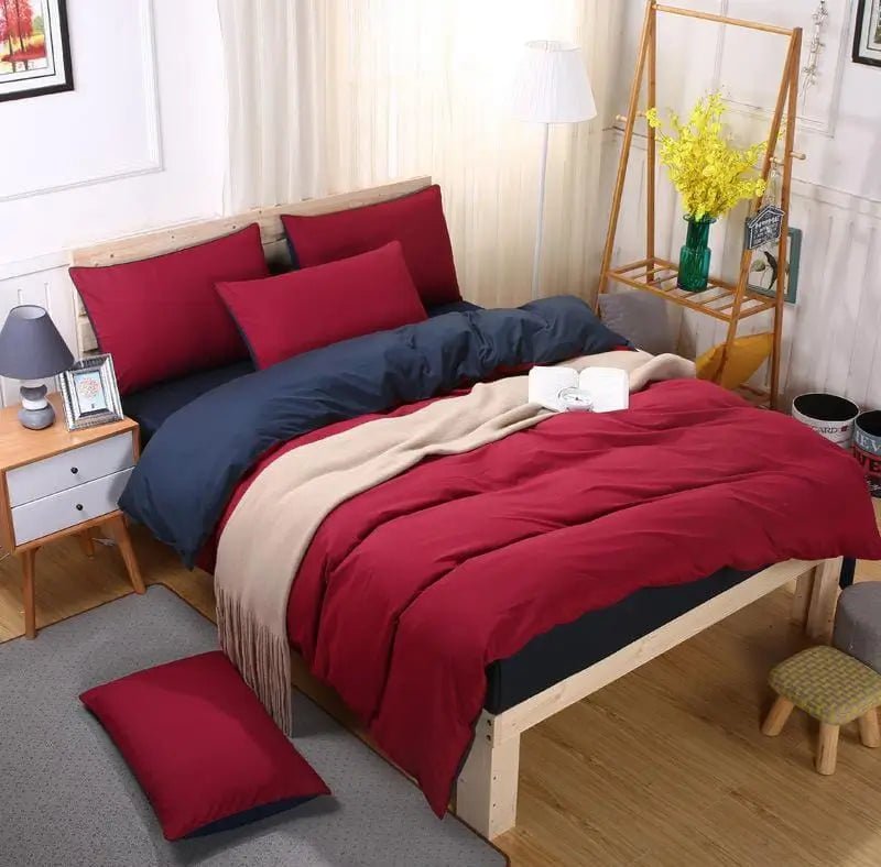 Plain Double - Sided Duvet Cover Set - enkajihomestore