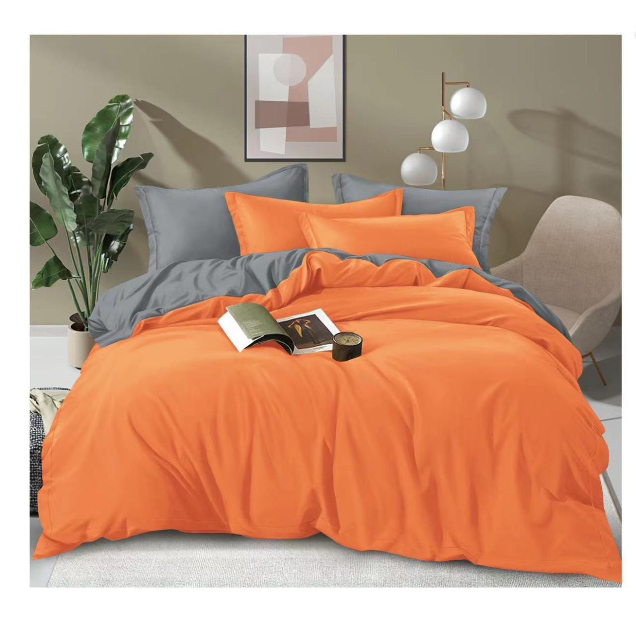 Plain Double - Sided Duvet Cover Set - enkajihomestore