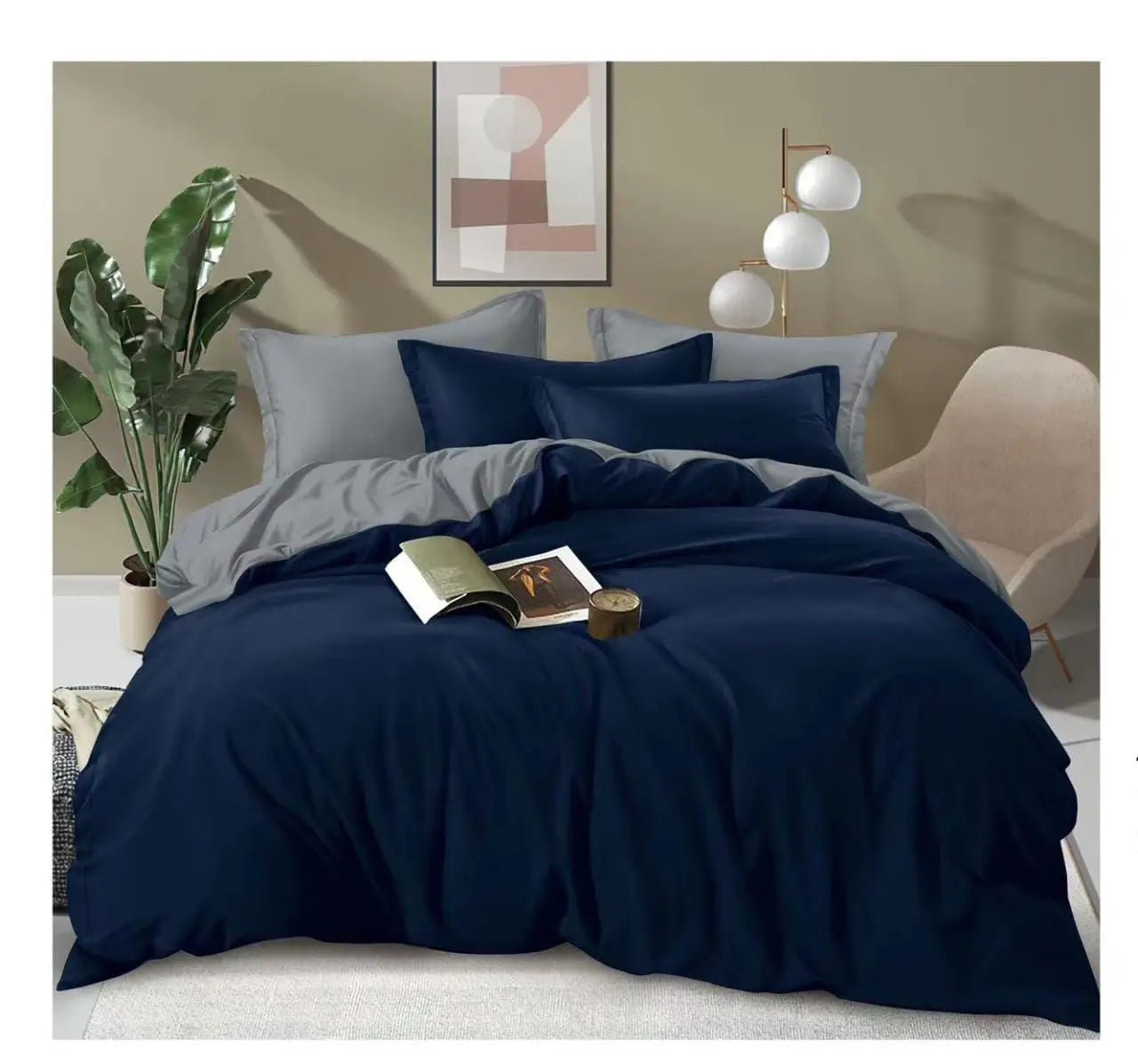 Plain Double - Sided Duvet Cover Set - enkajihomestore