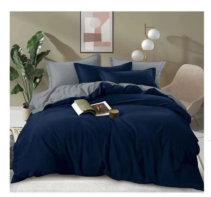 Plain Double - Sided Duvet Cover Set - enkajihomestore