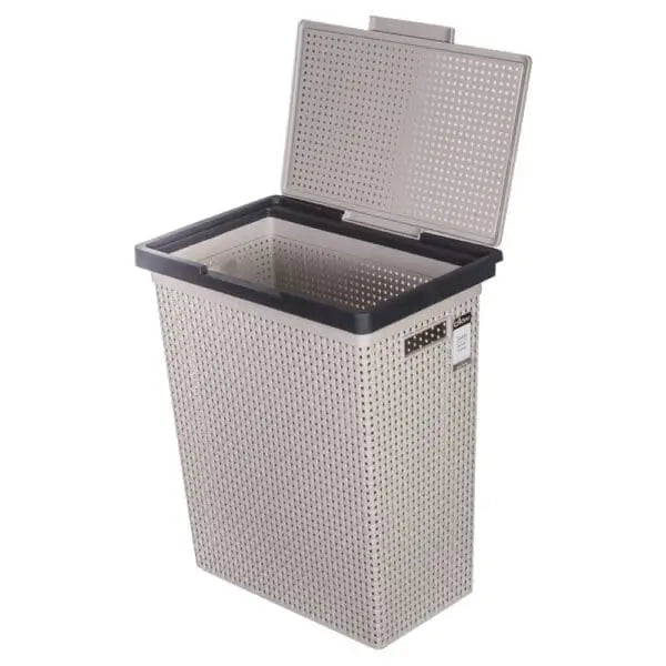 Rattan - Style Flip - Top Laundry Basket with Lid – Ventilated Woven Hamper for Bedroom and Bathroom - enkajihomestore