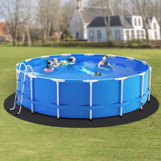 Round Above - Ground Metal Frame Swimming Pool 16ft×48in – Family Pool with 4 - Step Ladder and 1000 GPH Filter Pump - enkajihomestore