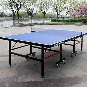 Striker Sports Table Tennis Table – Full - Size Foldable Ping Pong Table 2740×1425×760mm, 15mm MDF with Wheels and Net - enkajihomestore