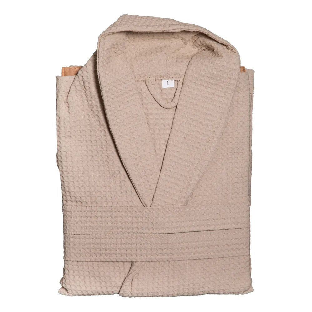 Waffle Weave Bath Robe – Lightweight Absorbent Unisex Dressing Gown with Shawl Collar and Tie Belt - enkajihomestore