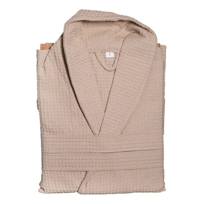 Waffle Weave Bath Robe – Lightweight Absorbent Unisex Dressing Gown with Shawl Collar and Tie Belt - enkajihomestore